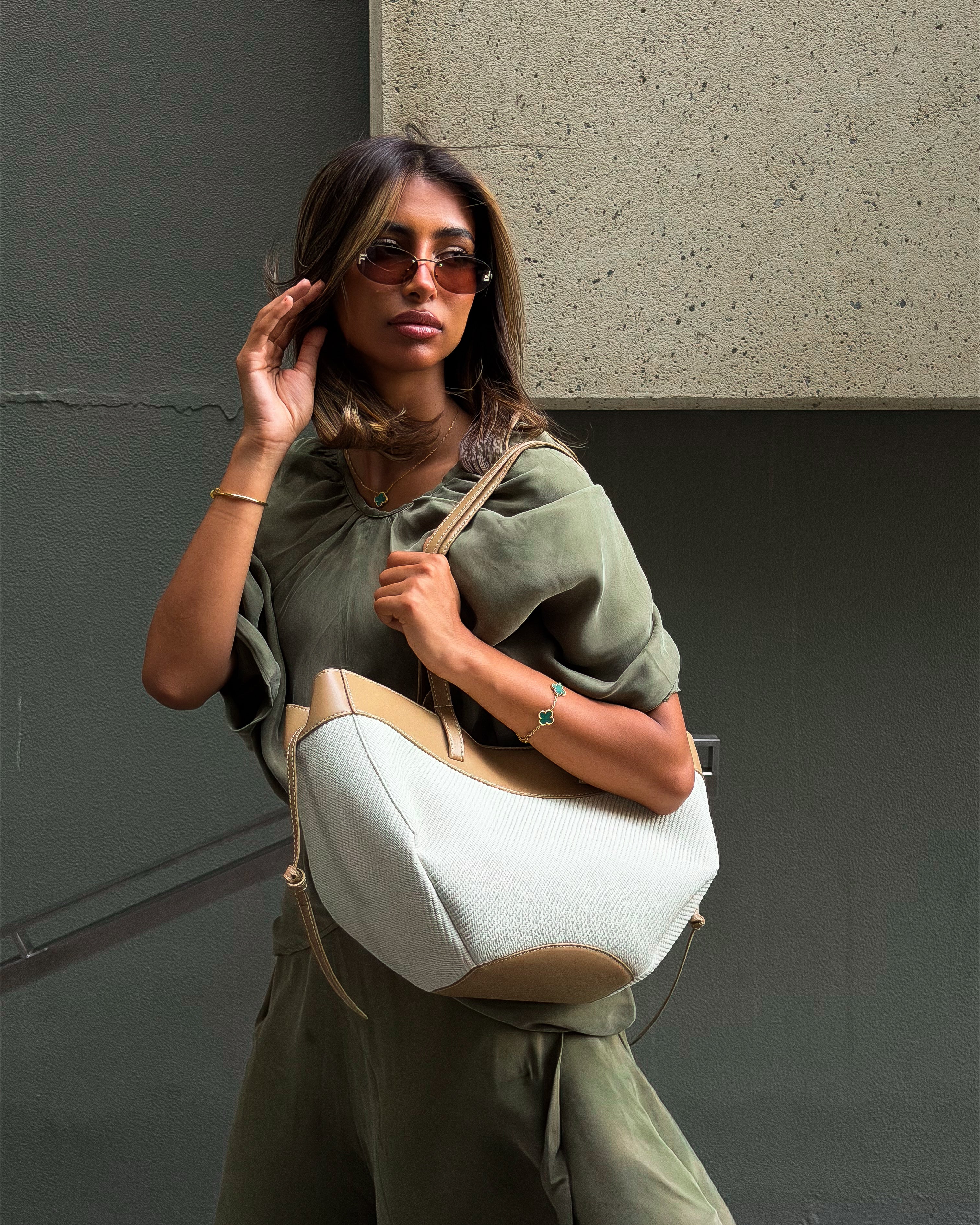 Leather Canvas Tote Bag