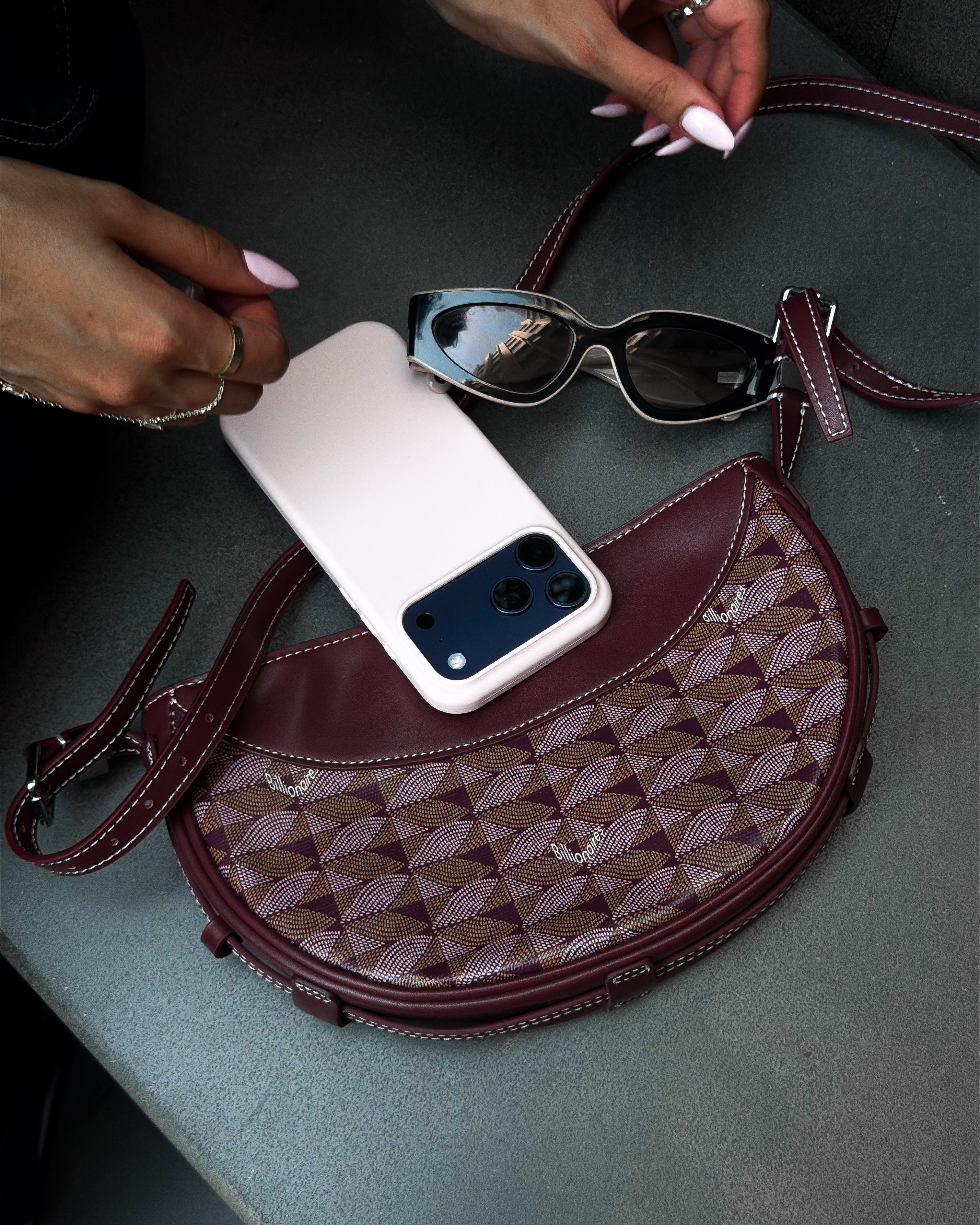 Half A Moon Burgundy Bag