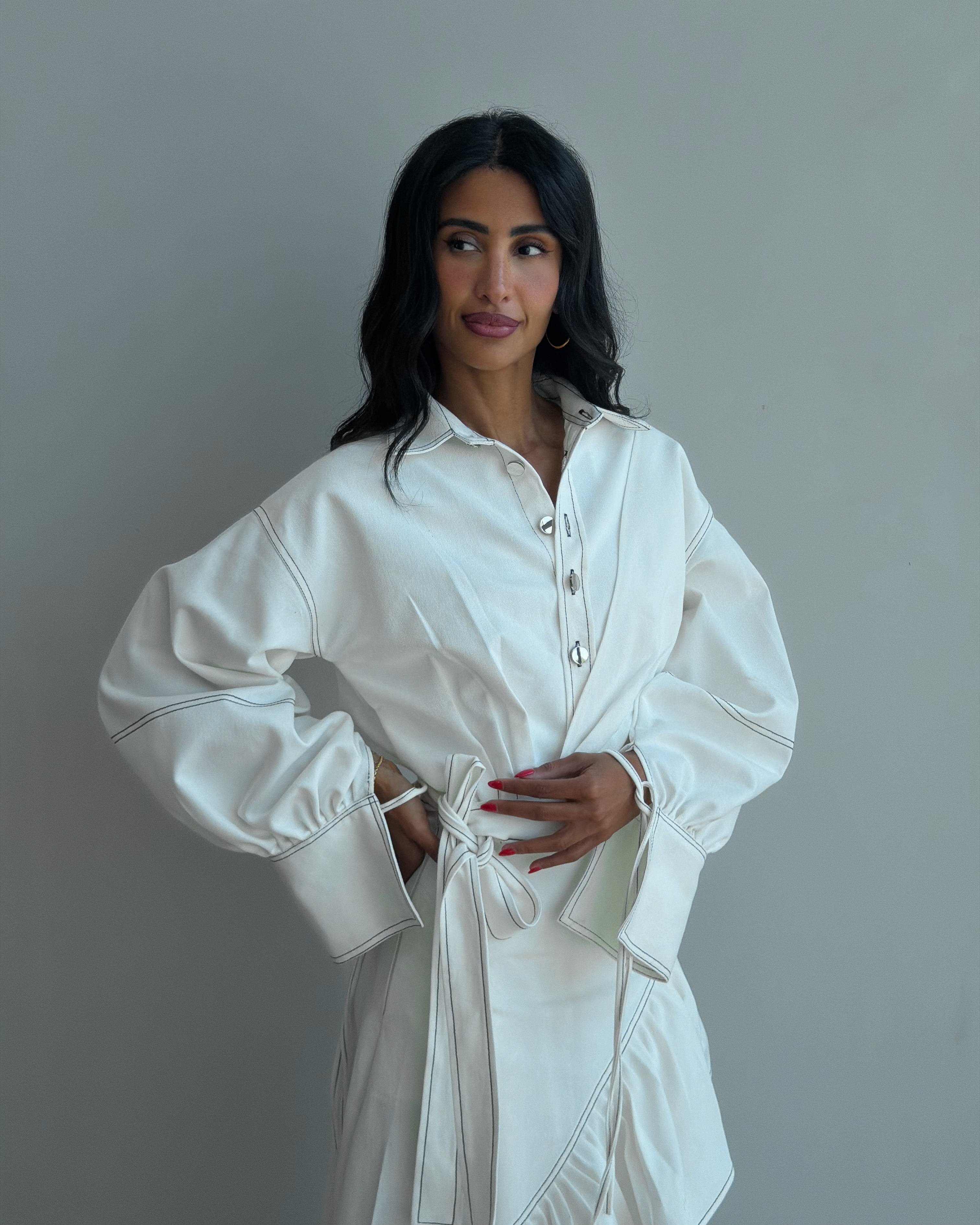 The White Ruffled Denim Dress