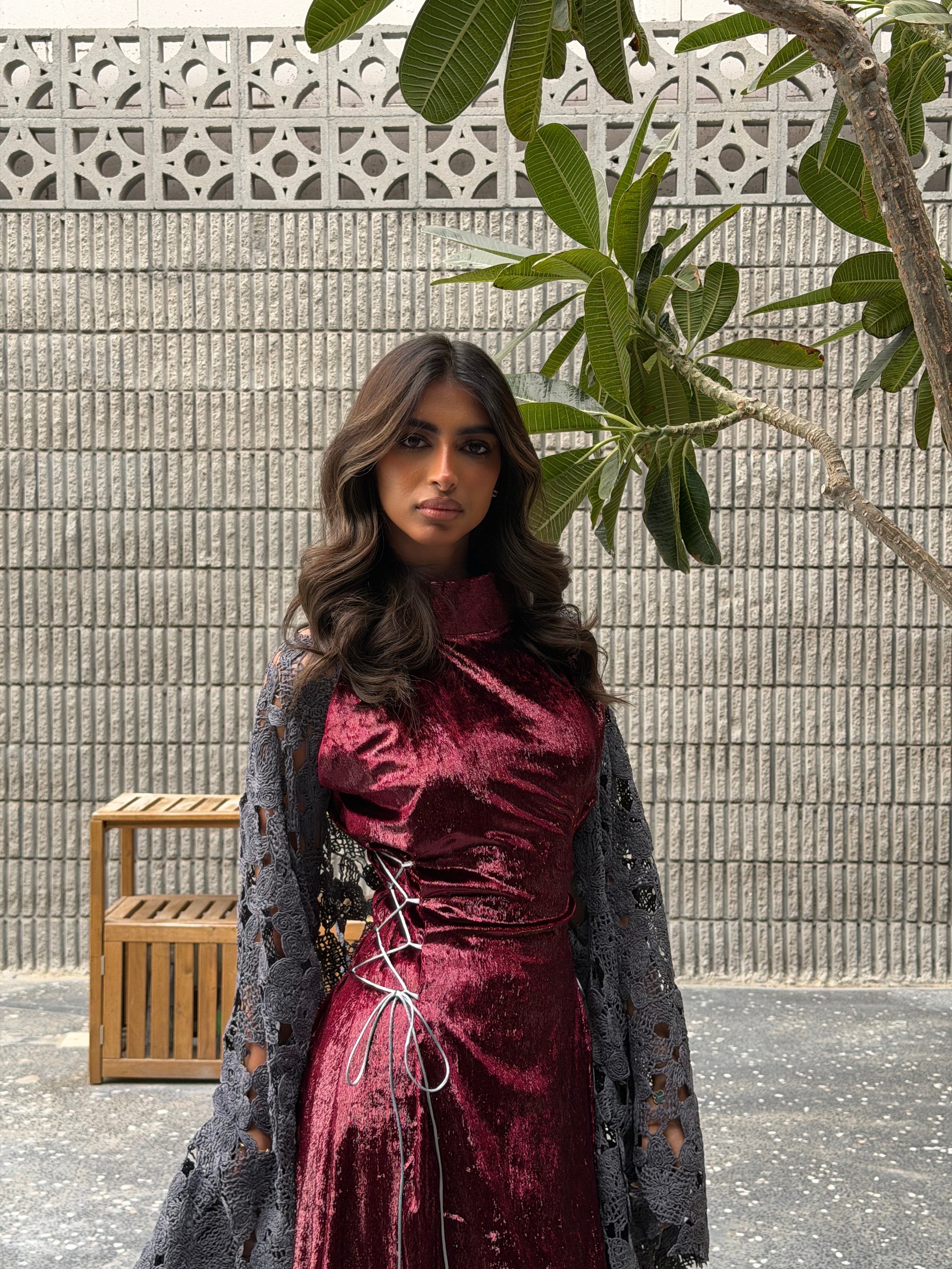 Velvet Maroon and & Gray Daraa