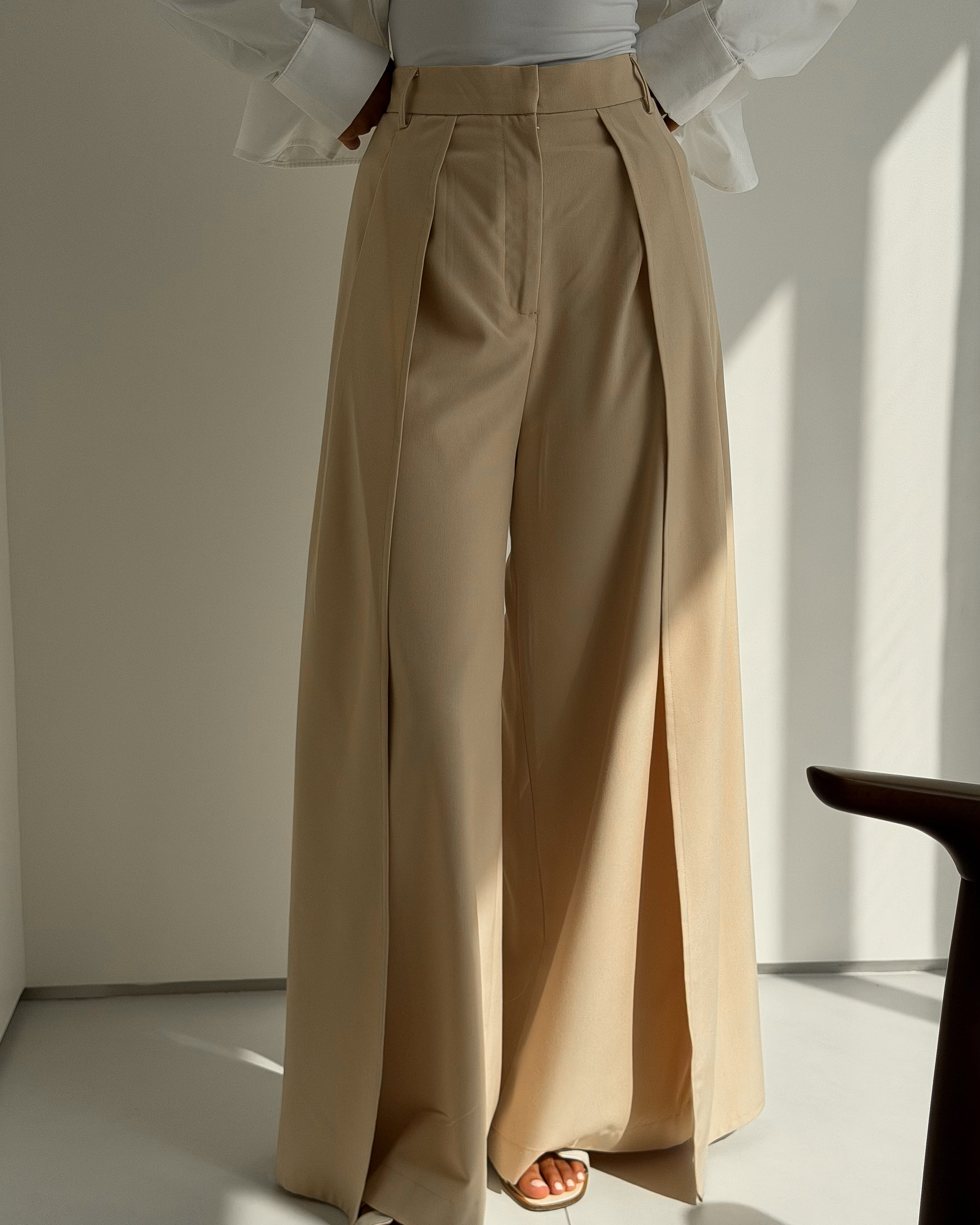 Relaxed Fit Pants - Beige