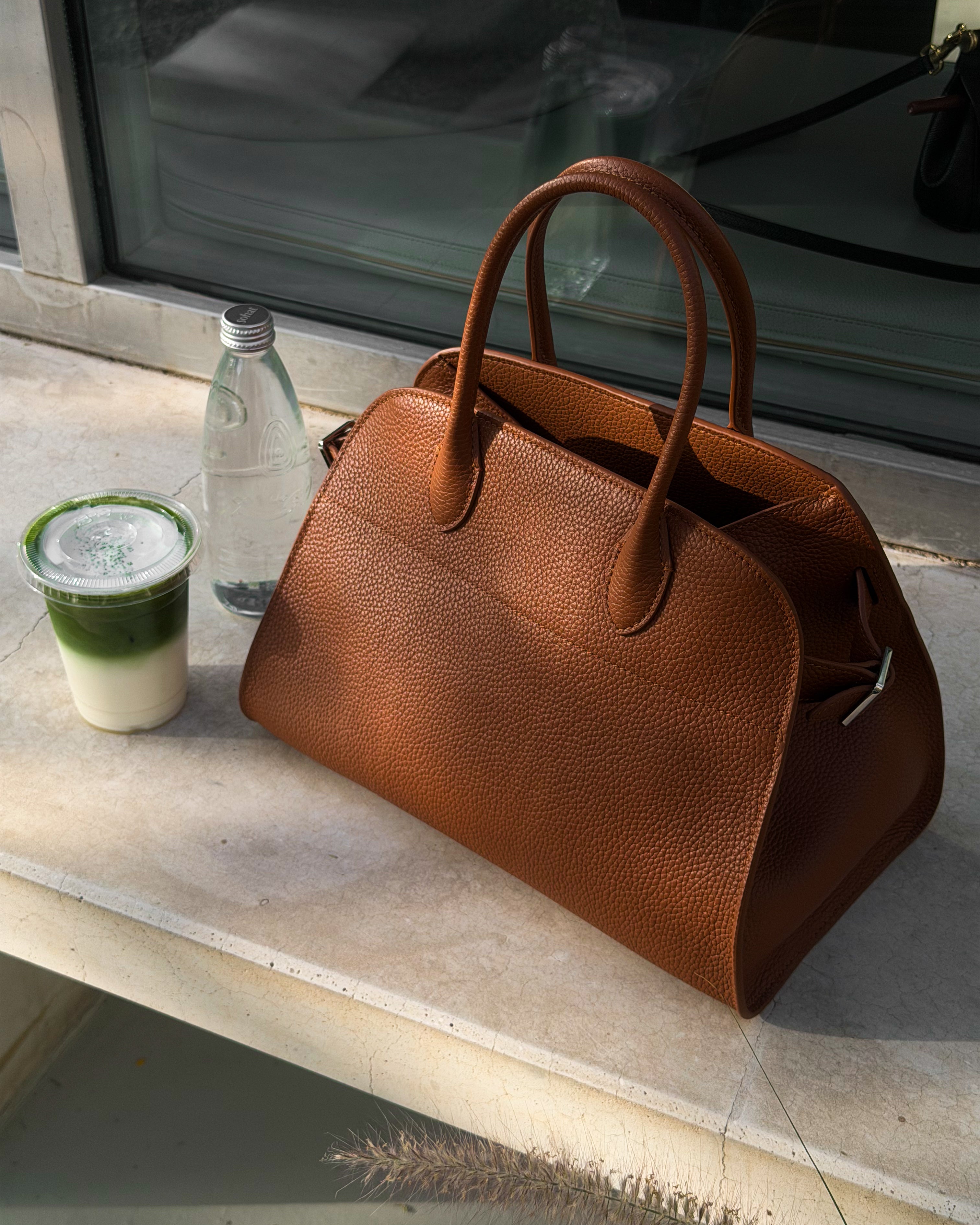 Dome Texture Camel Leather Bag