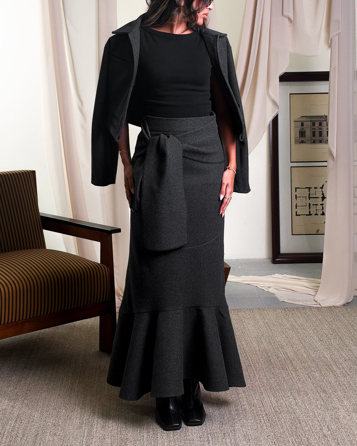 Charcoal Ruffle Set