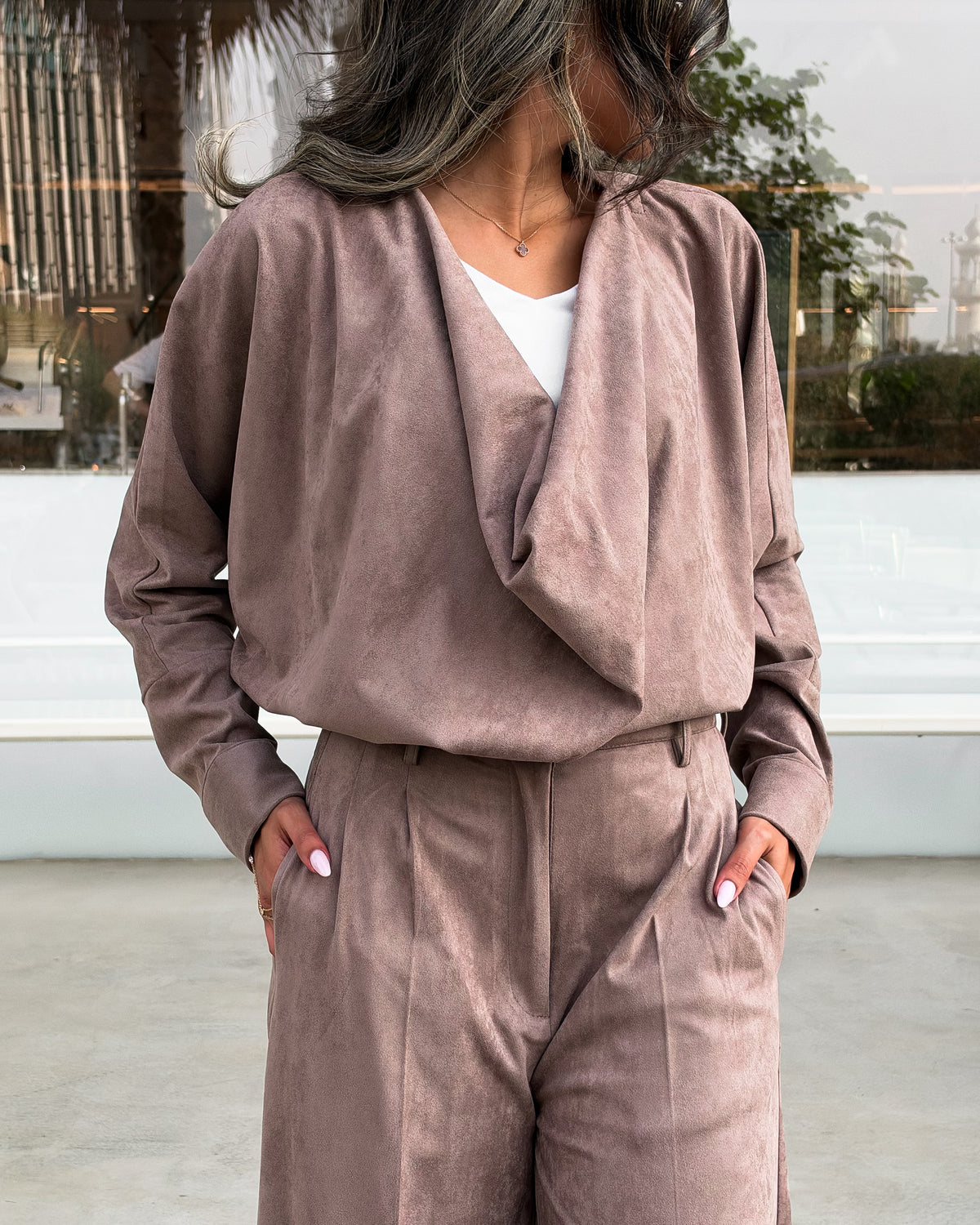 Suede Draped Set