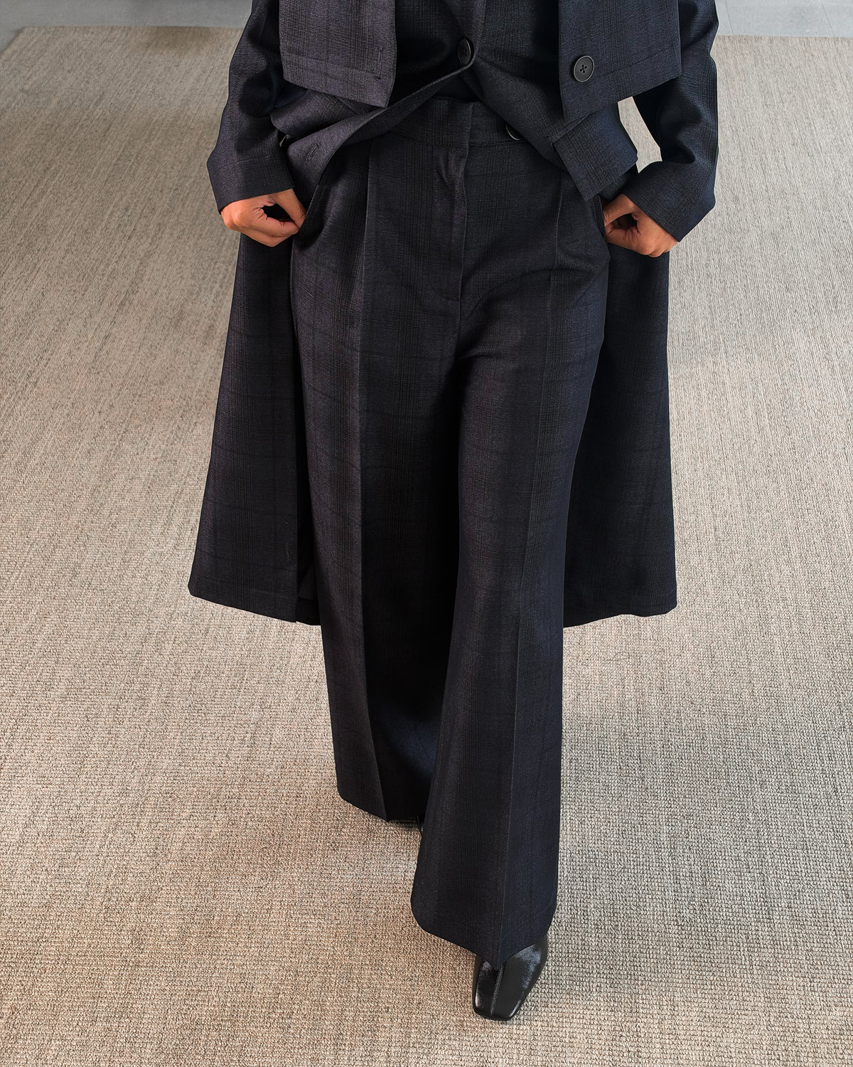 Blue Plaid Three-Piece Set
