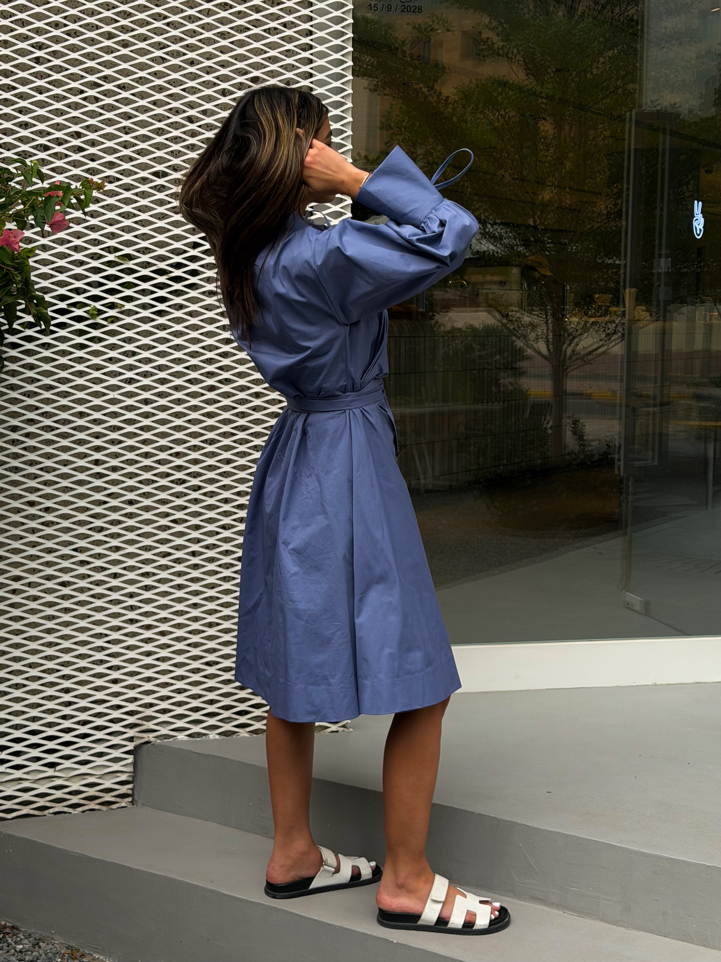 Blue Baggy Midi Dress