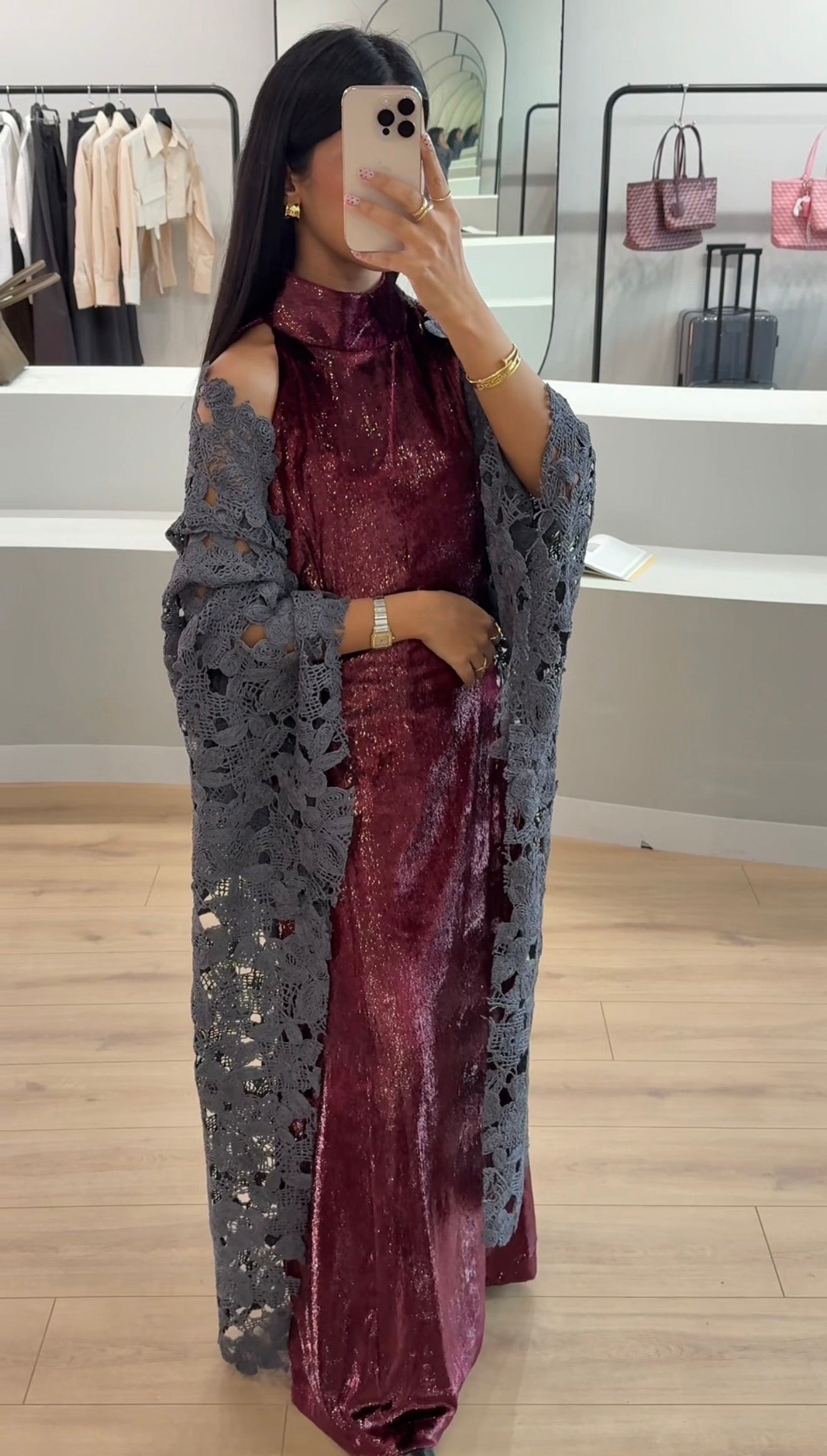 Velvet Maroon and & Gray Daraa