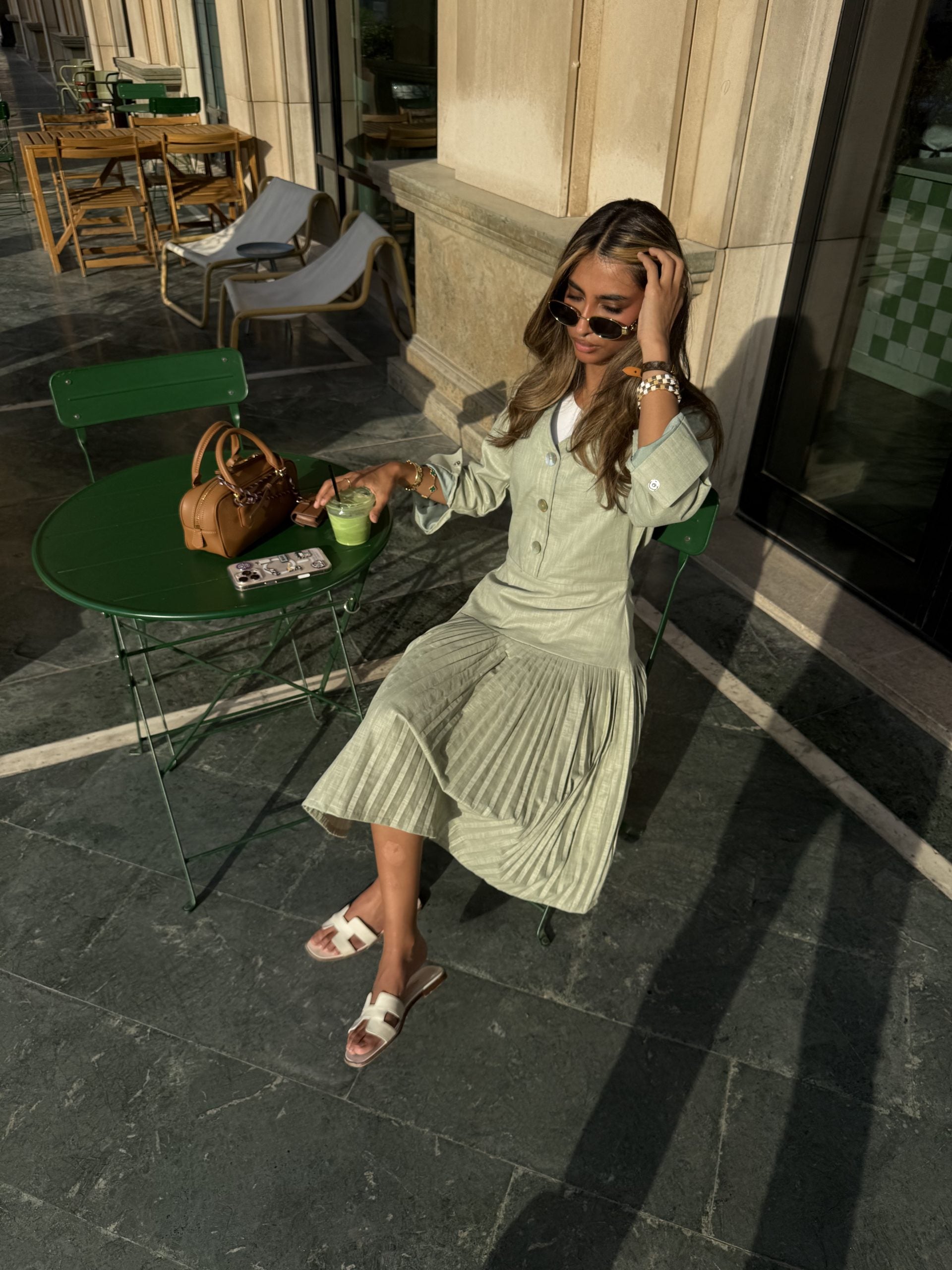 Midi Linen Green Dress