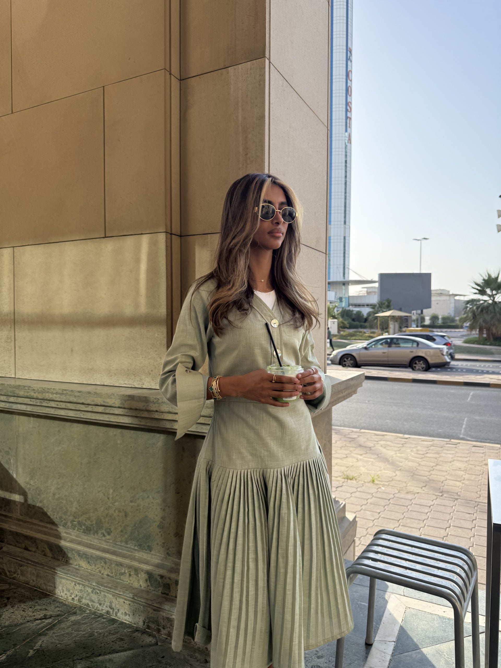 Midi Linen Green Dress