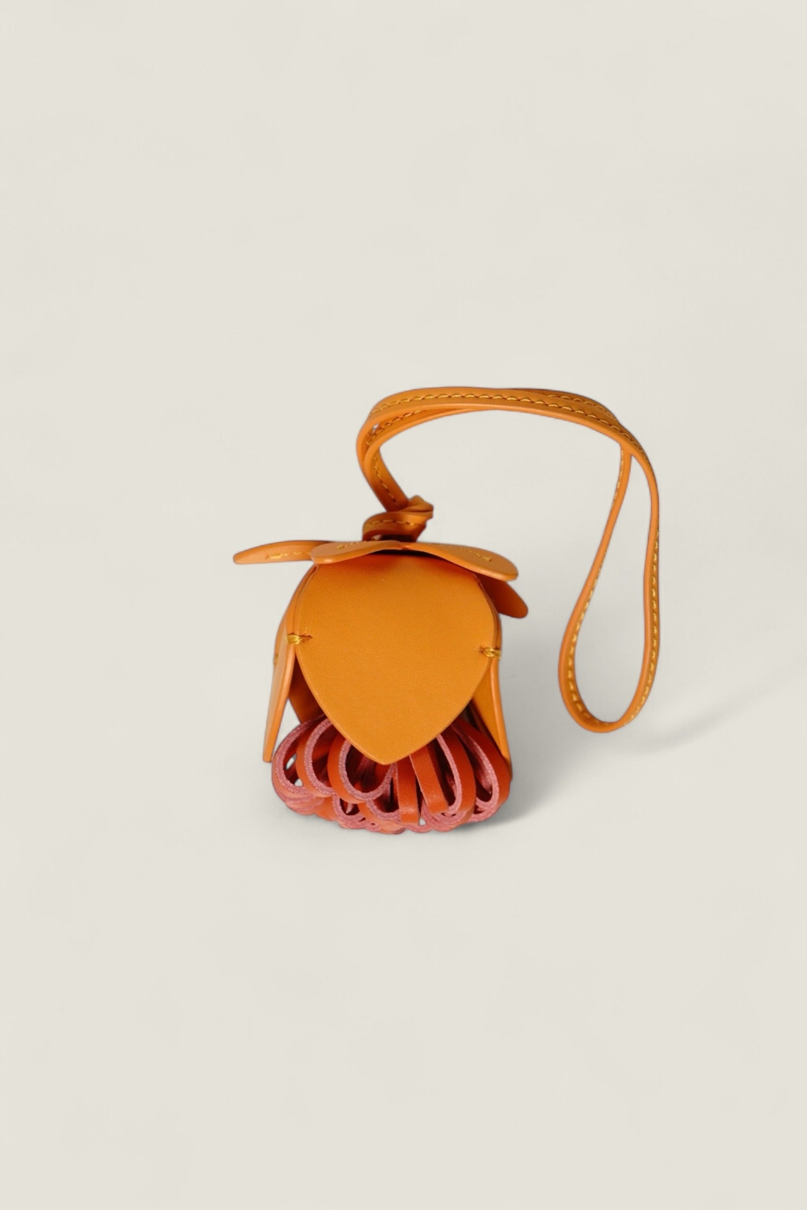 Orange Flower Leather Charm