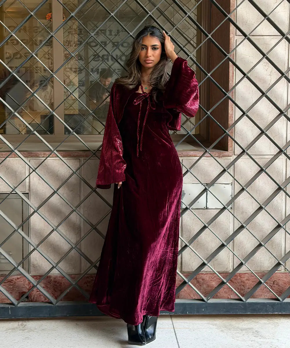 Royal Maroon Velvet Daraa