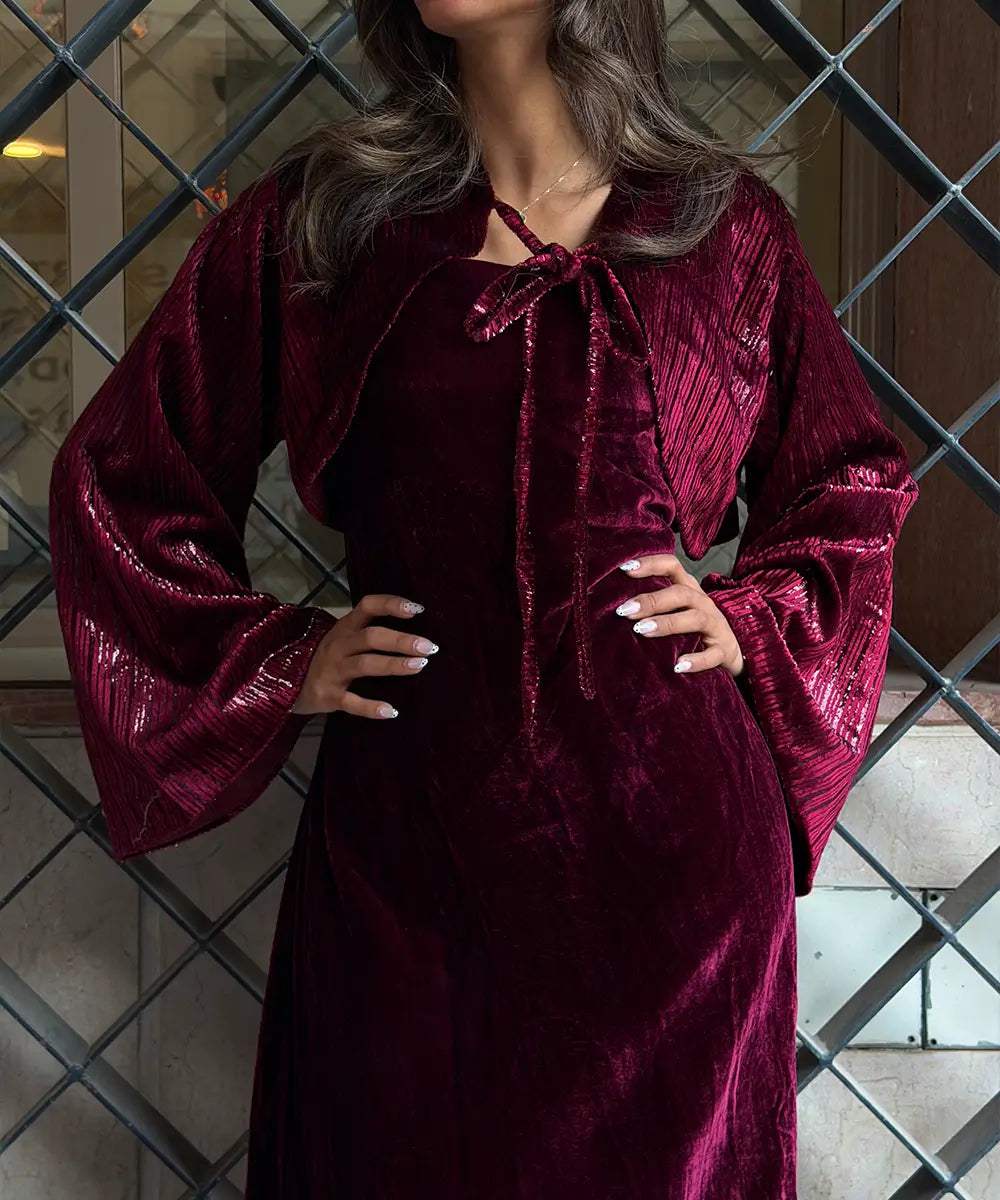 Royal Maroon Velvet Daraa