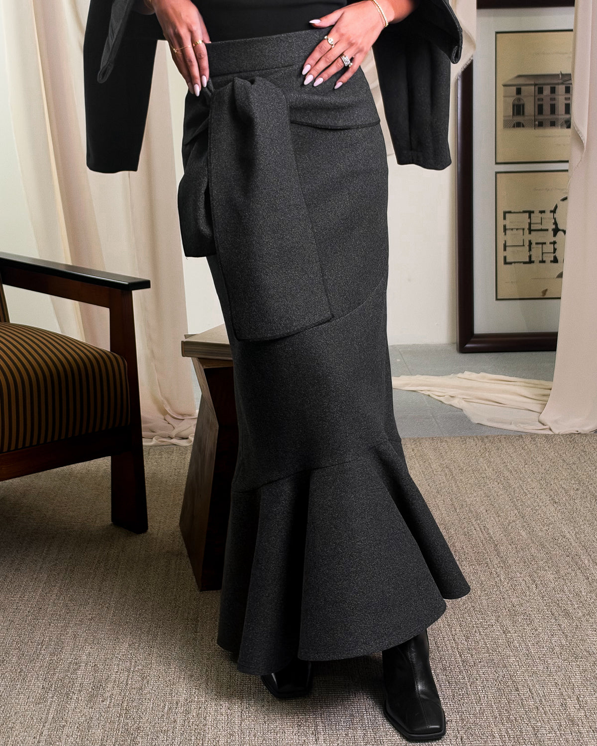 Charcoal Ruffle Set