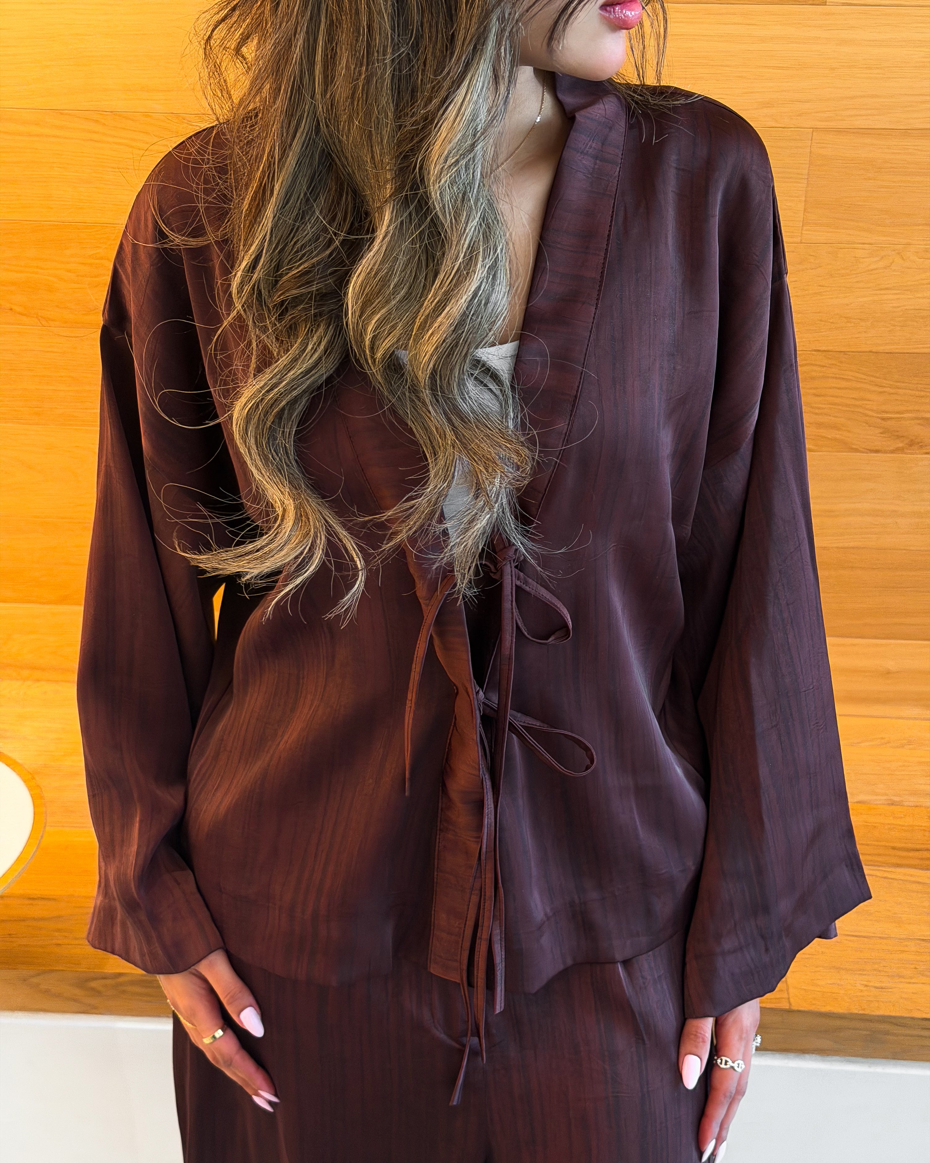 Tie-Front Silk Set
