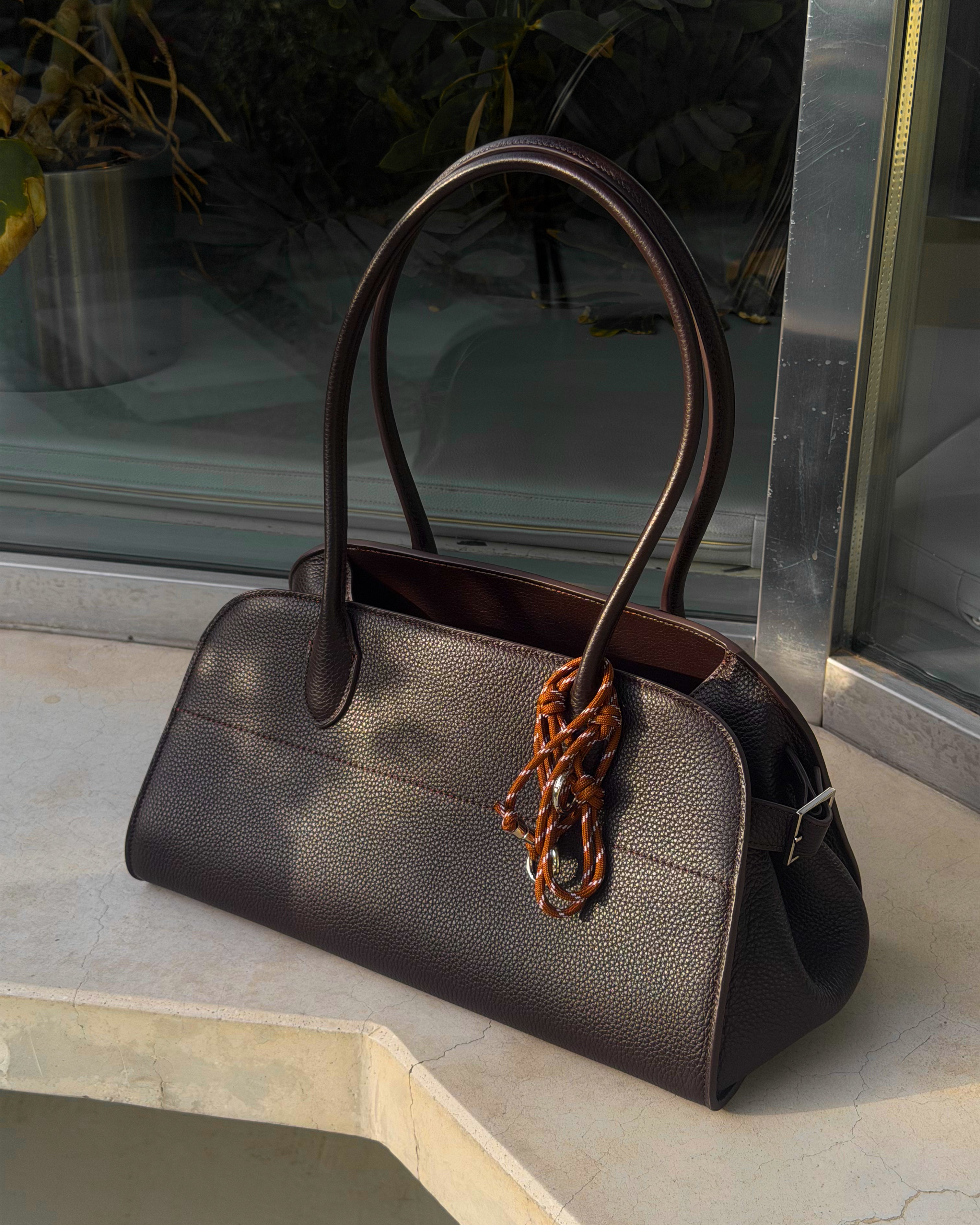 Dome Long Strap Briarwood Leather Bag