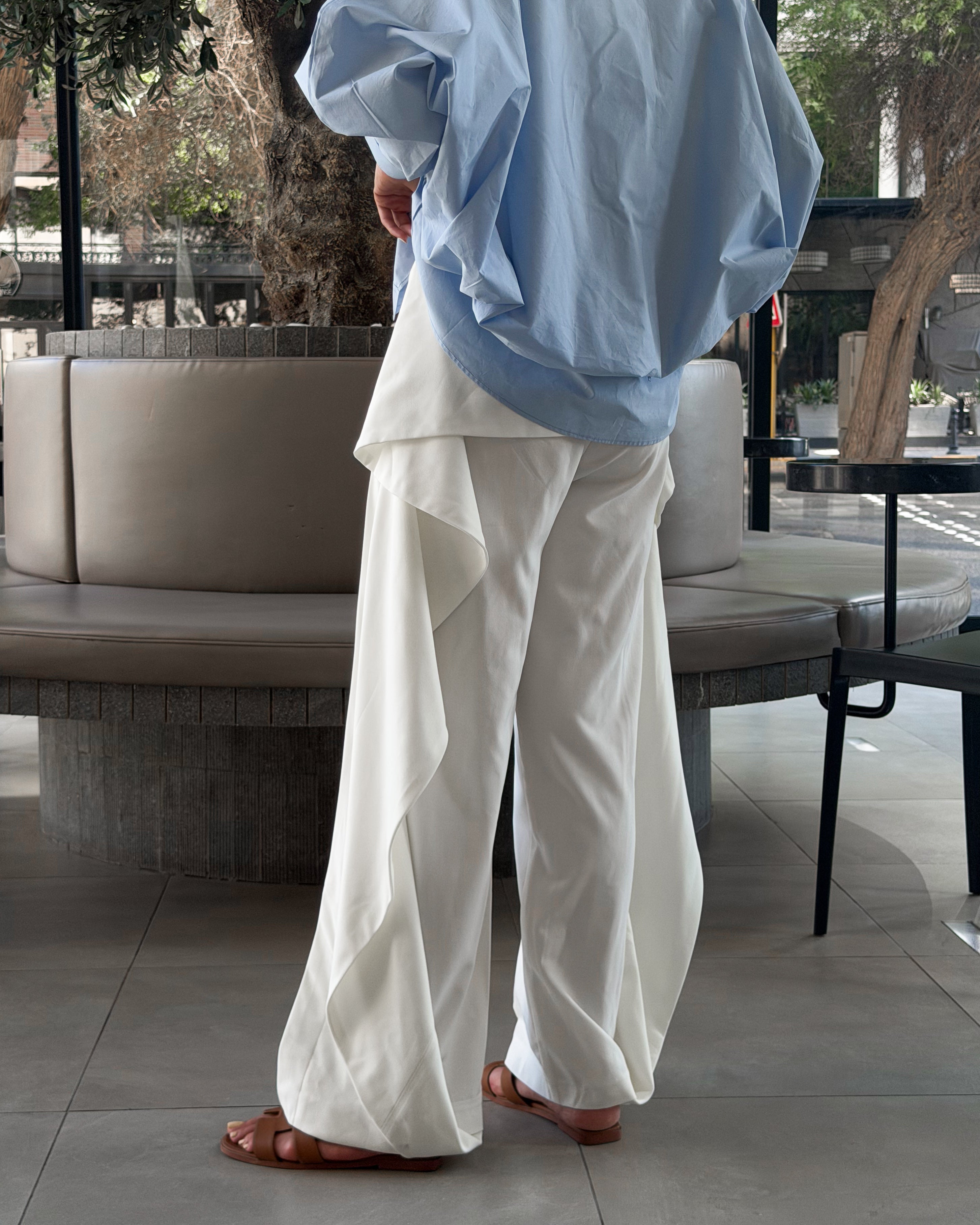 Wide-Leg Ruffle Pants