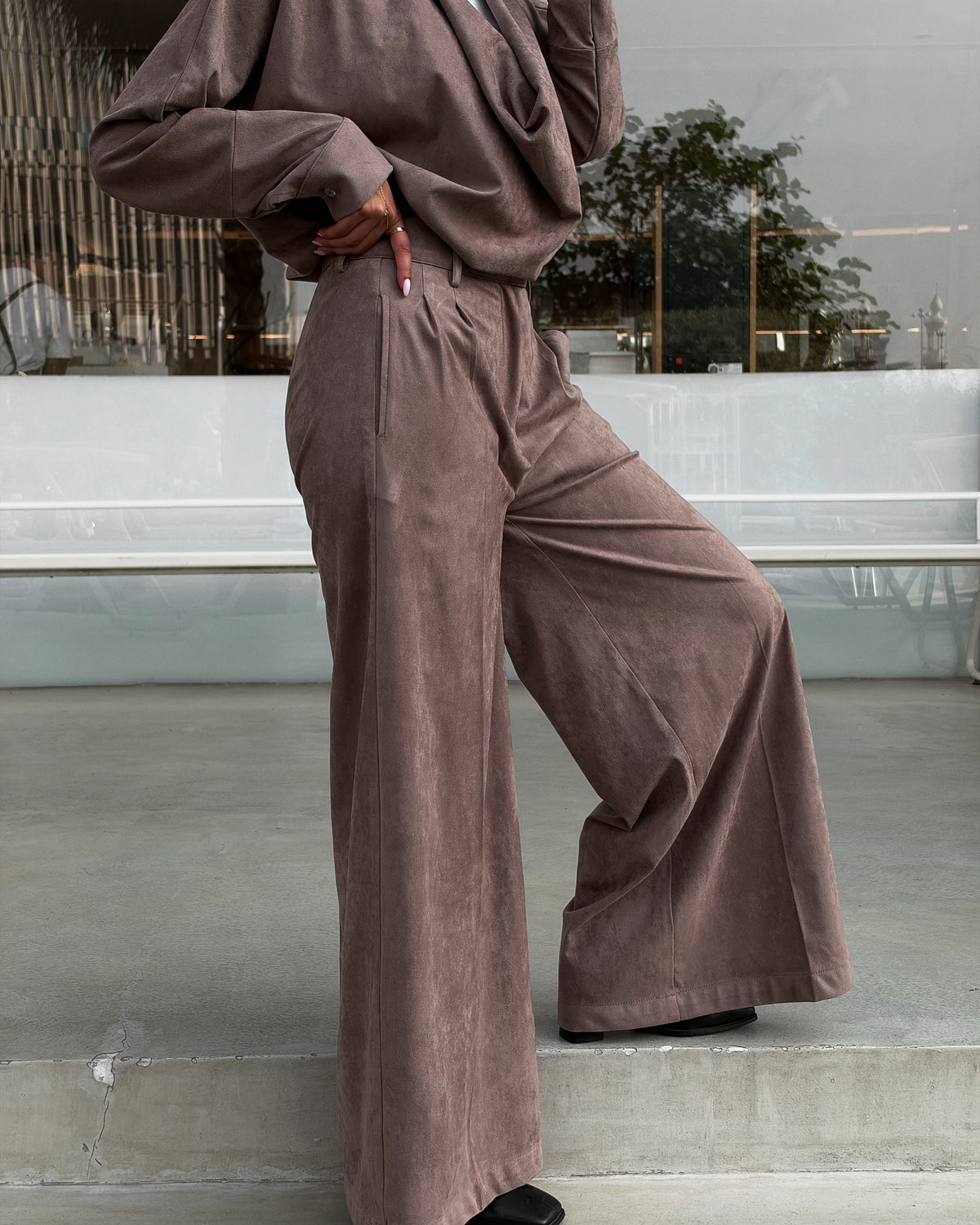 Suede Draped Set