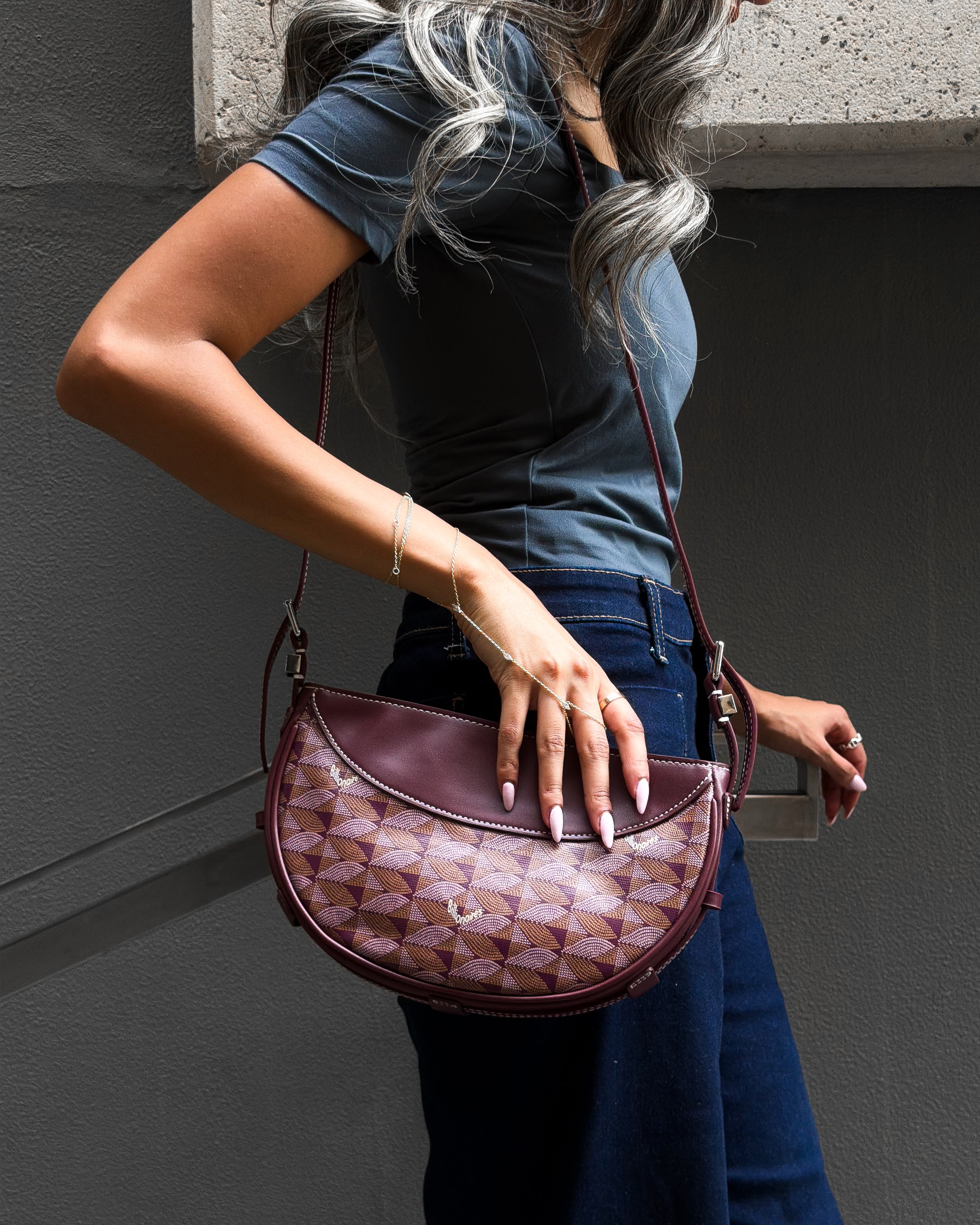 Half A Moon Burgundy Bag