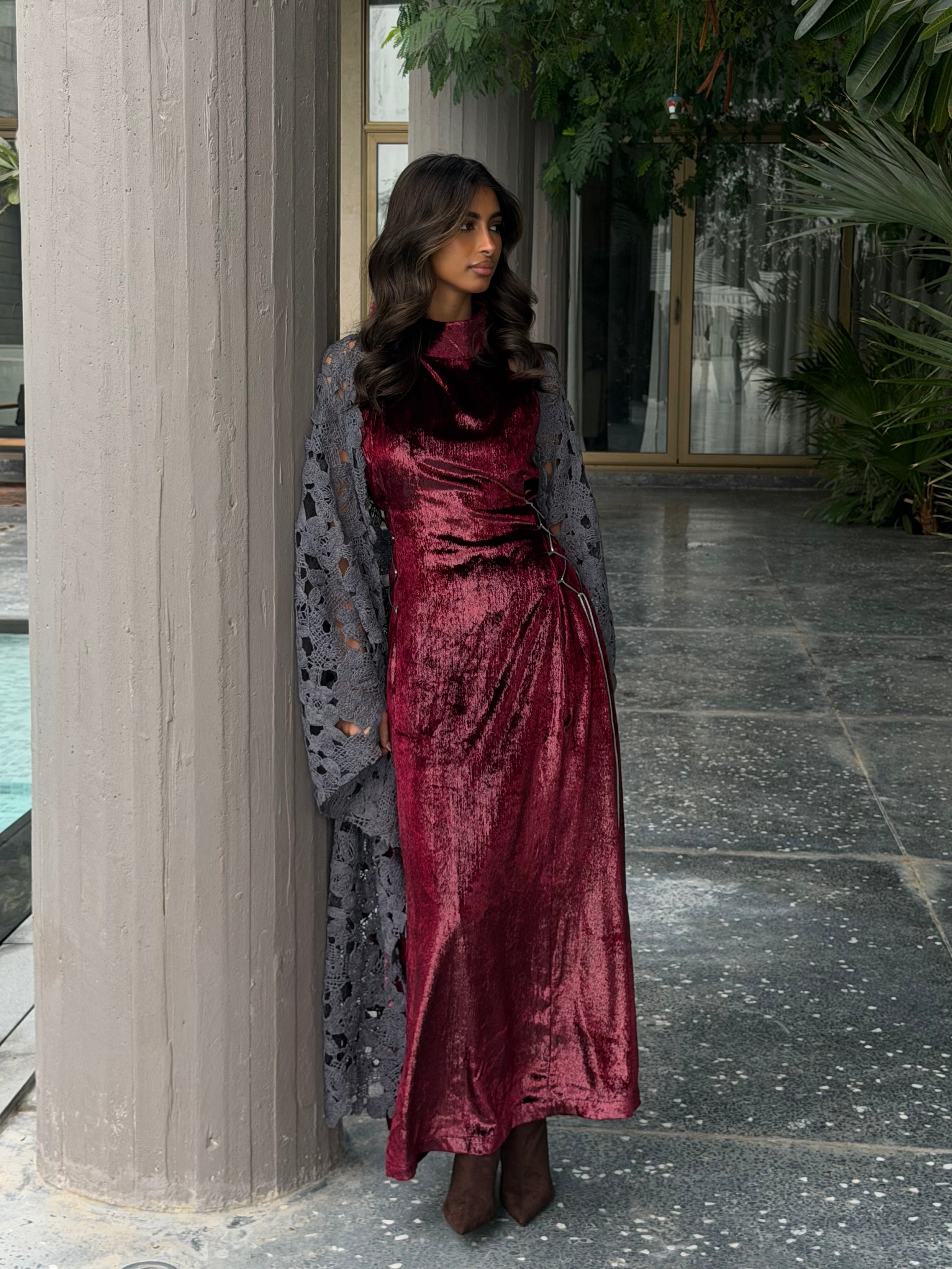 Velvet Maroon and & Gray Daraa