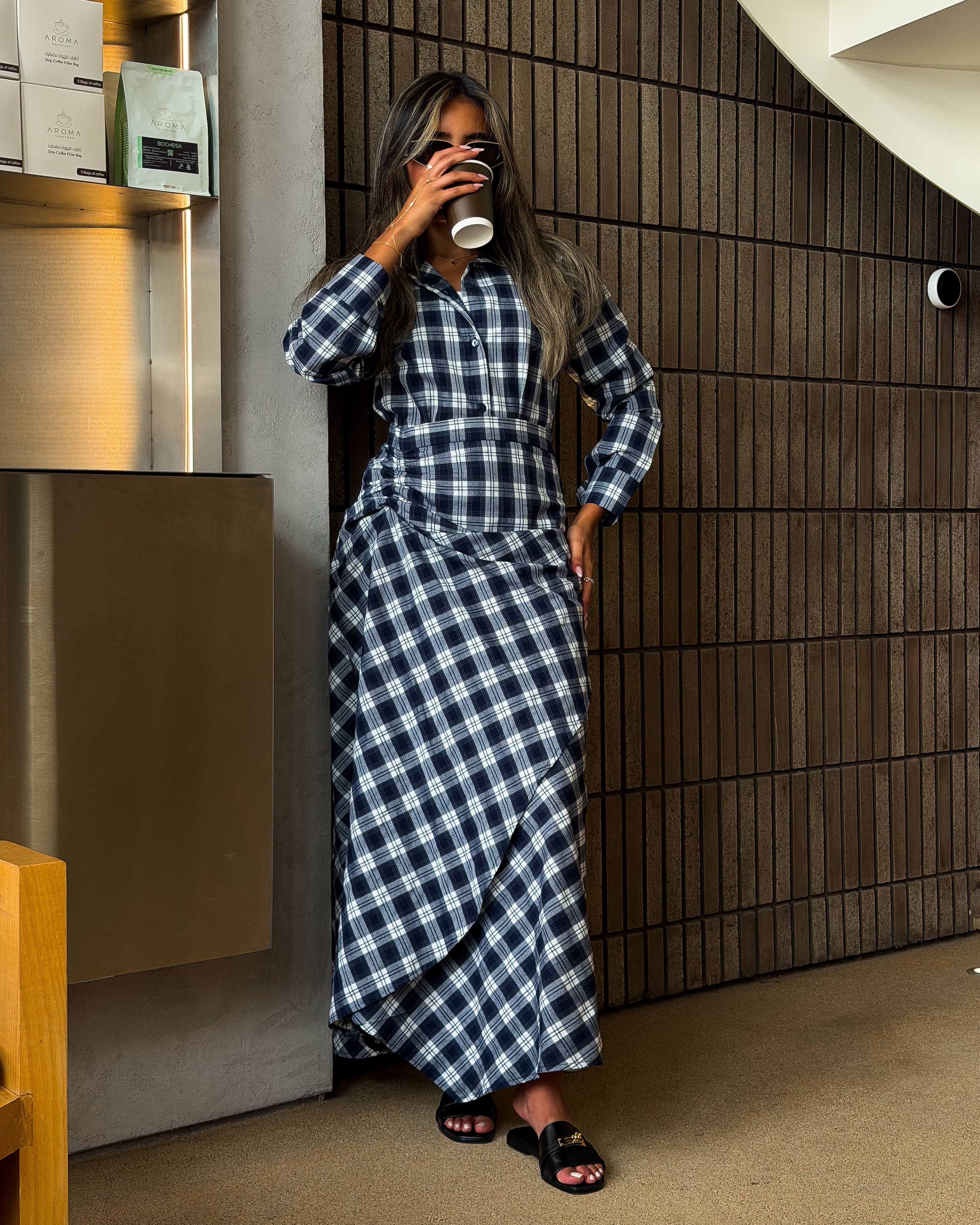 The Ruched Plaid Dres