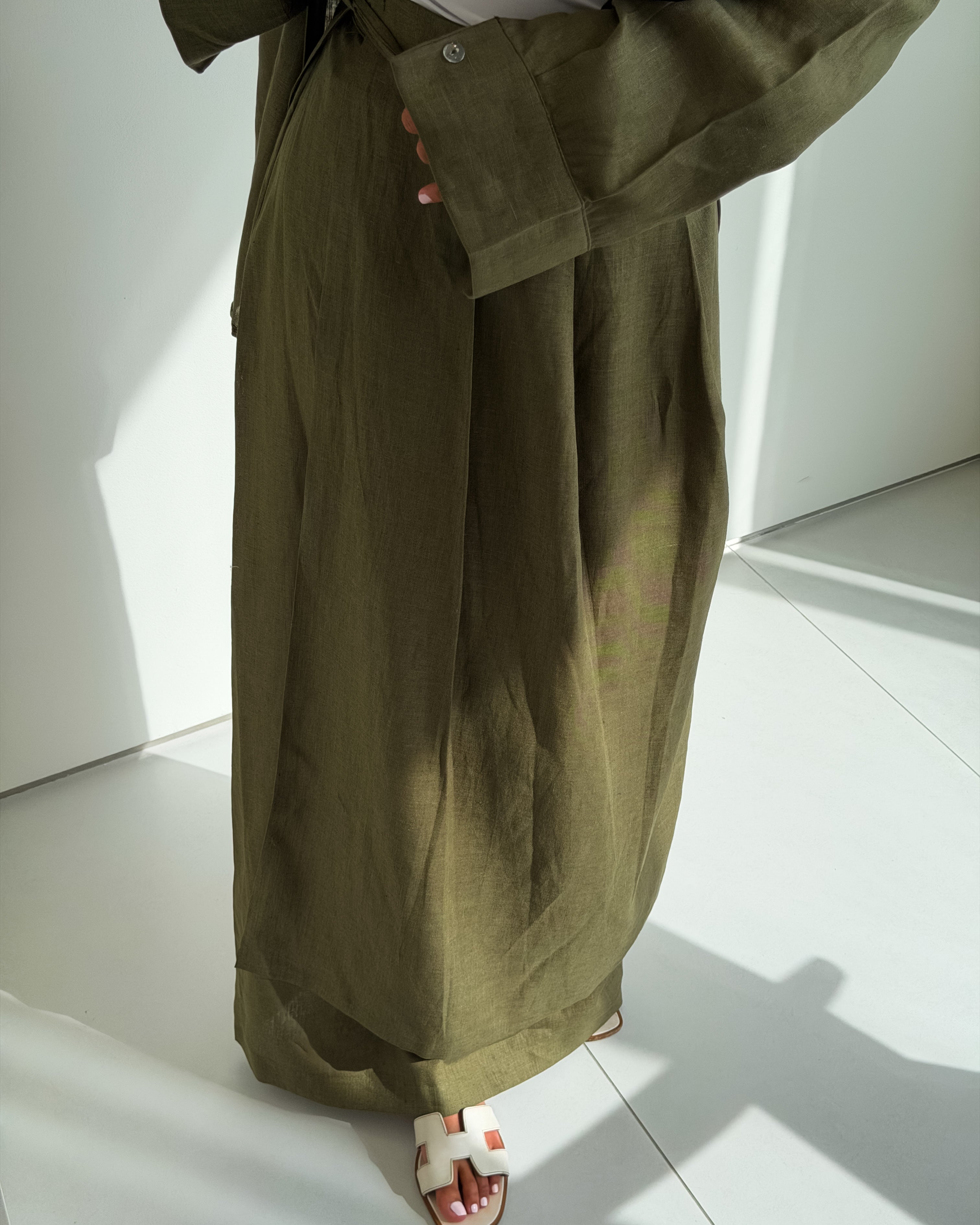 Modest Linen Set Olive green