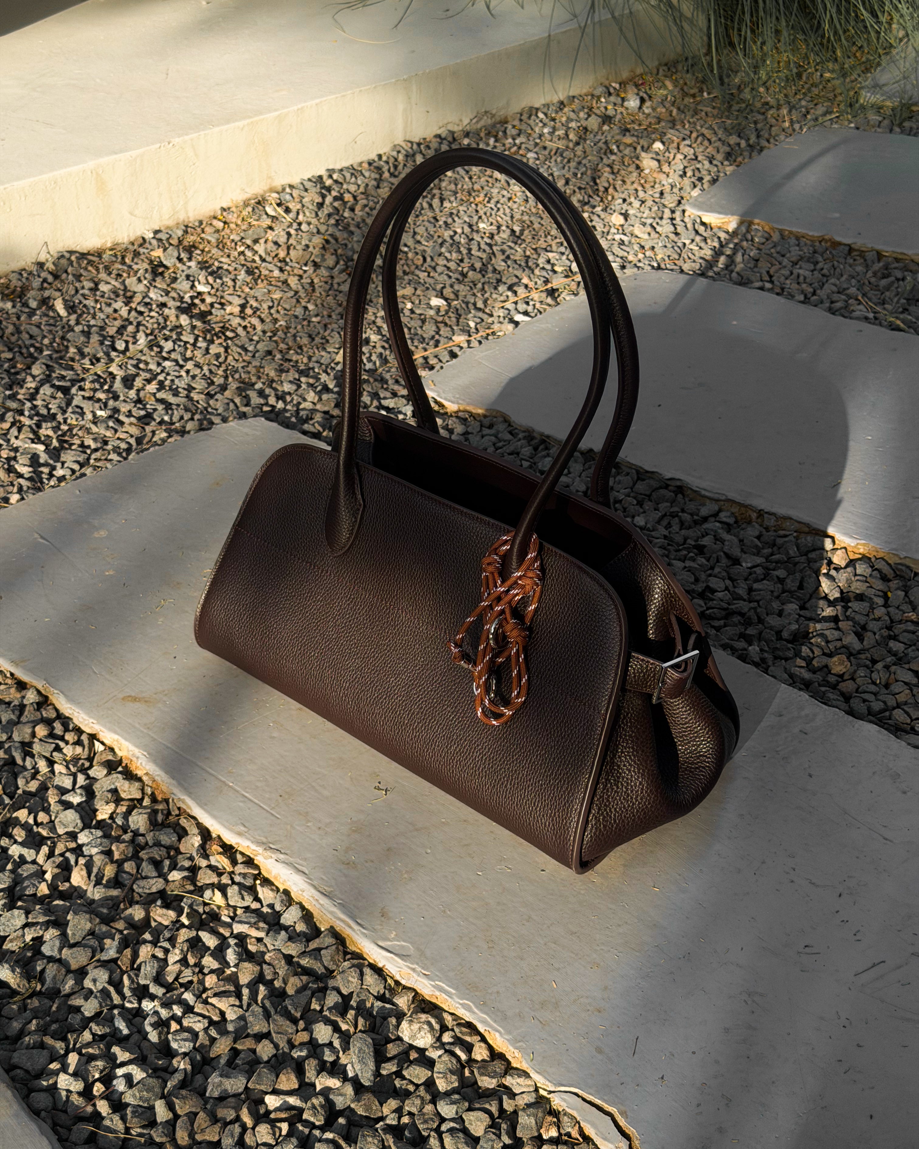 Dome Long Strap Briarwood Leather Bag