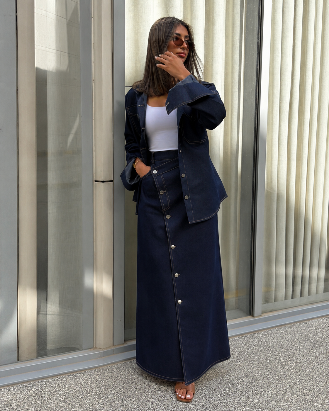 Maxi Skirt & Shirt Set Blue