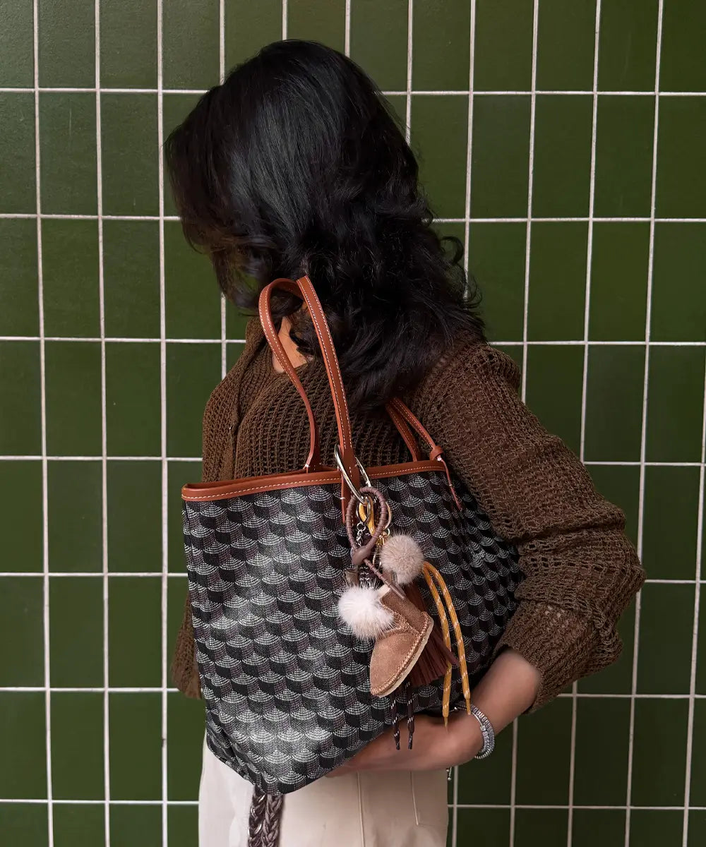 Black - Brown Tote Bag