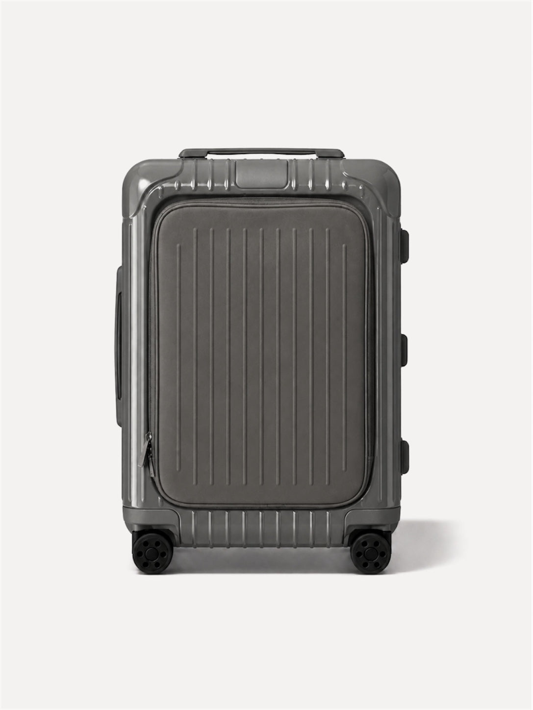Gray Suitcase with Front Pocket
