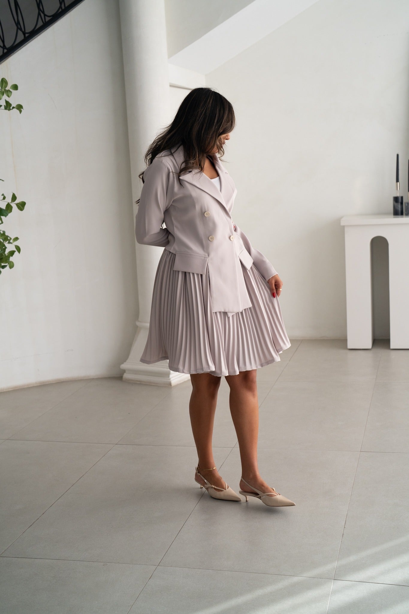 Biege Blazer and Skirt