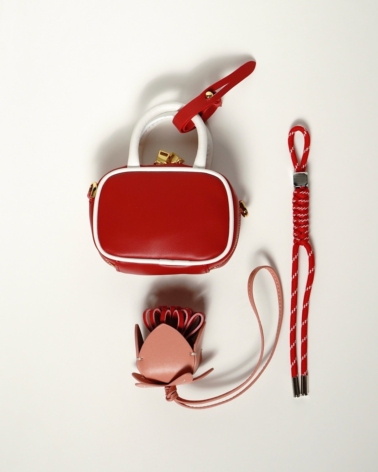 Red White Leather Charm