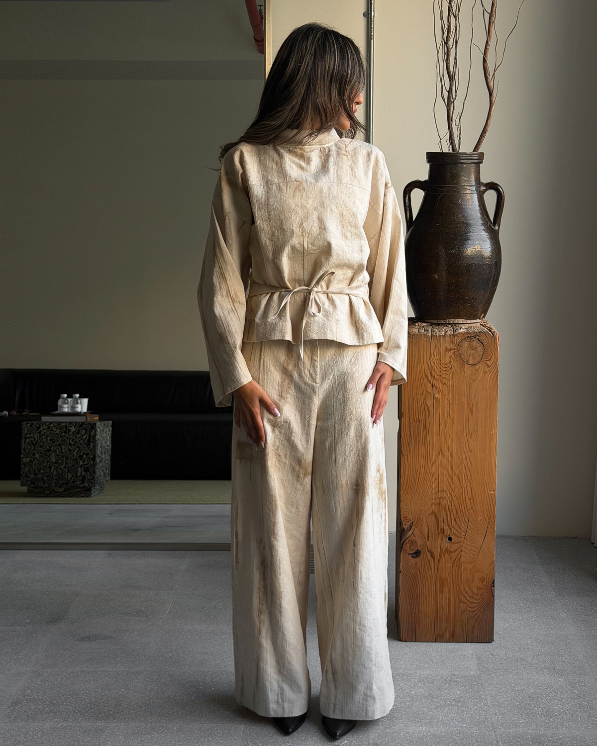 Mock Neck Tie-Waist Co-Ord Set