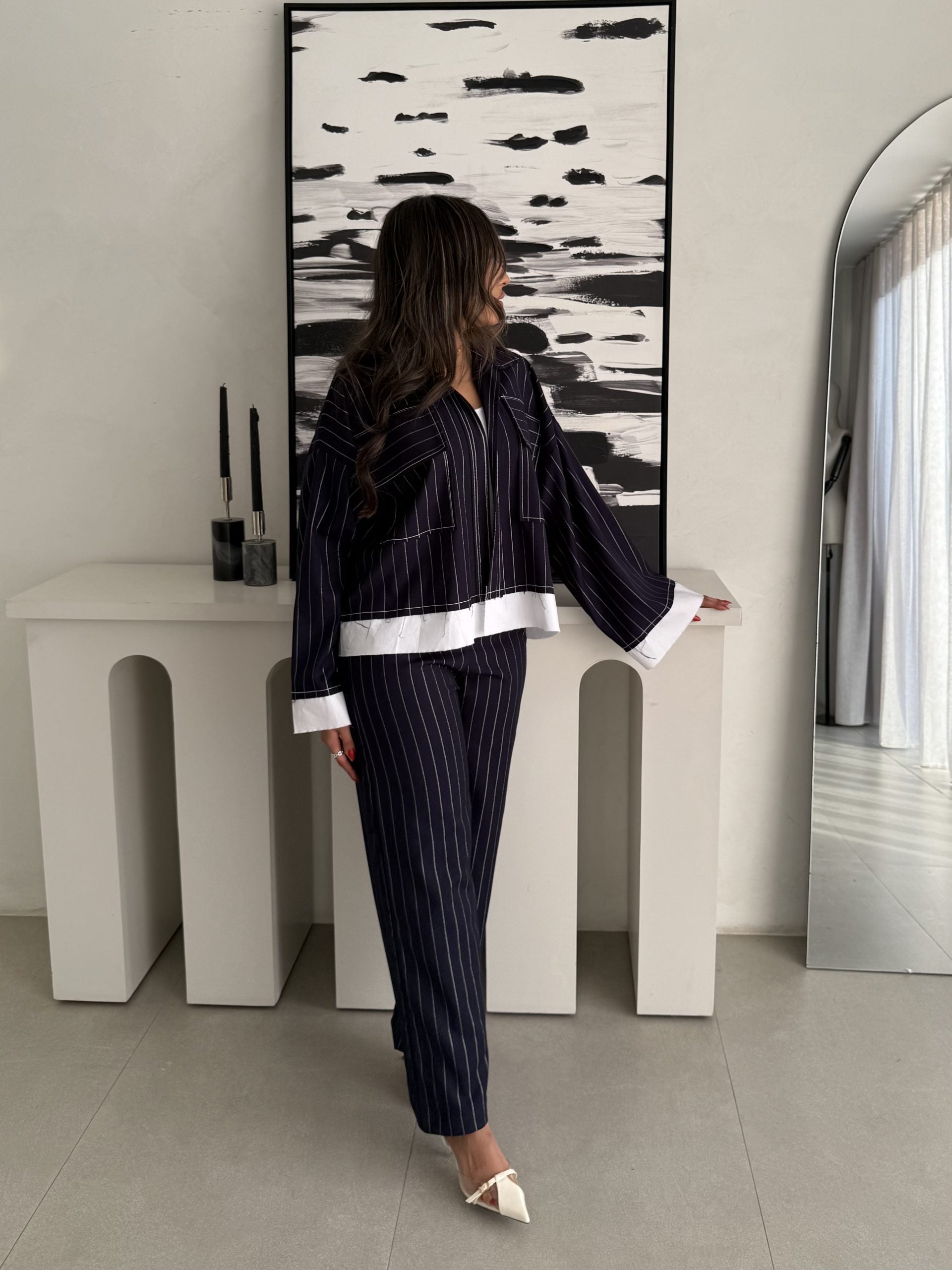 Blue Blazer Set With Cuff