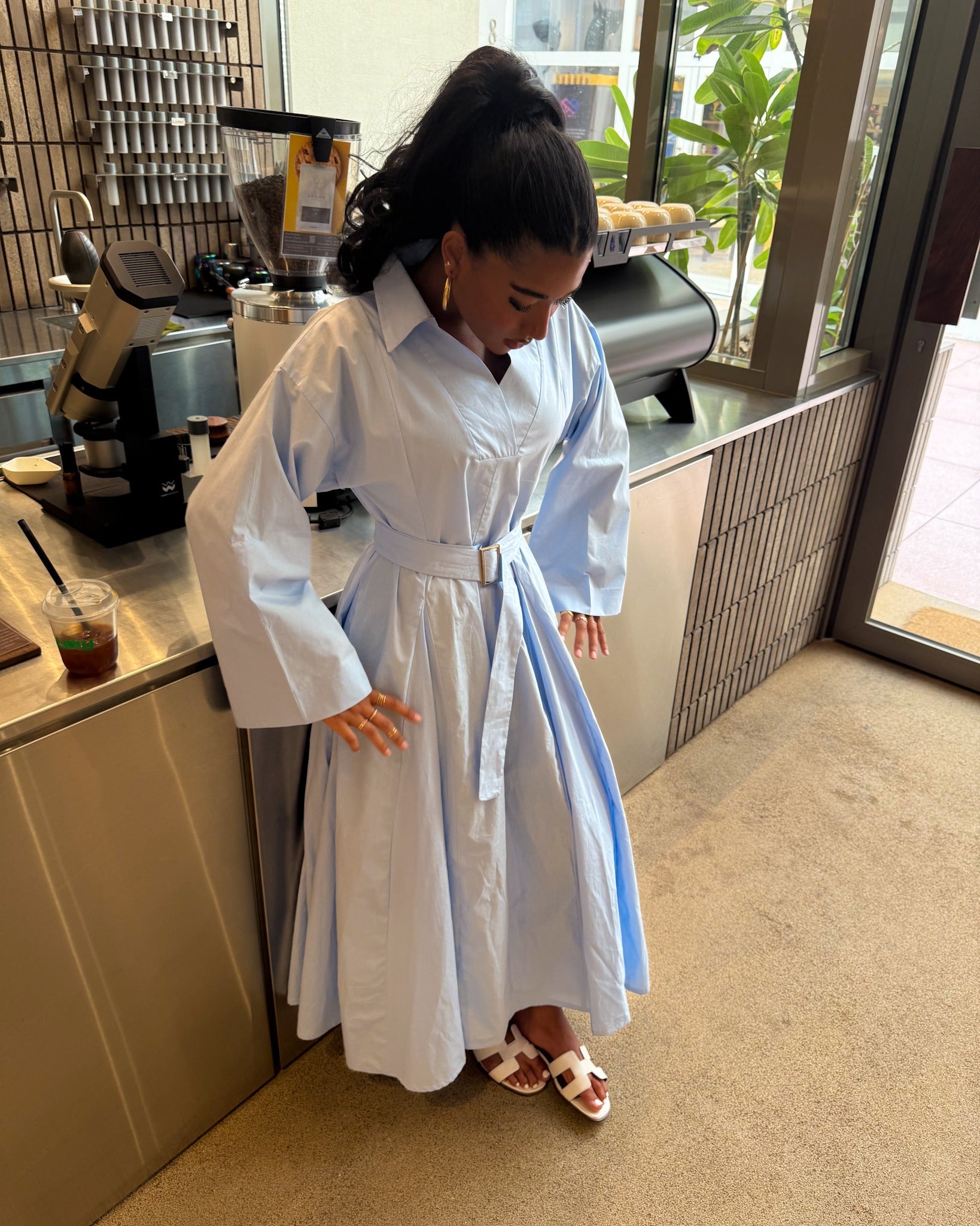 فستان طويل أزرق