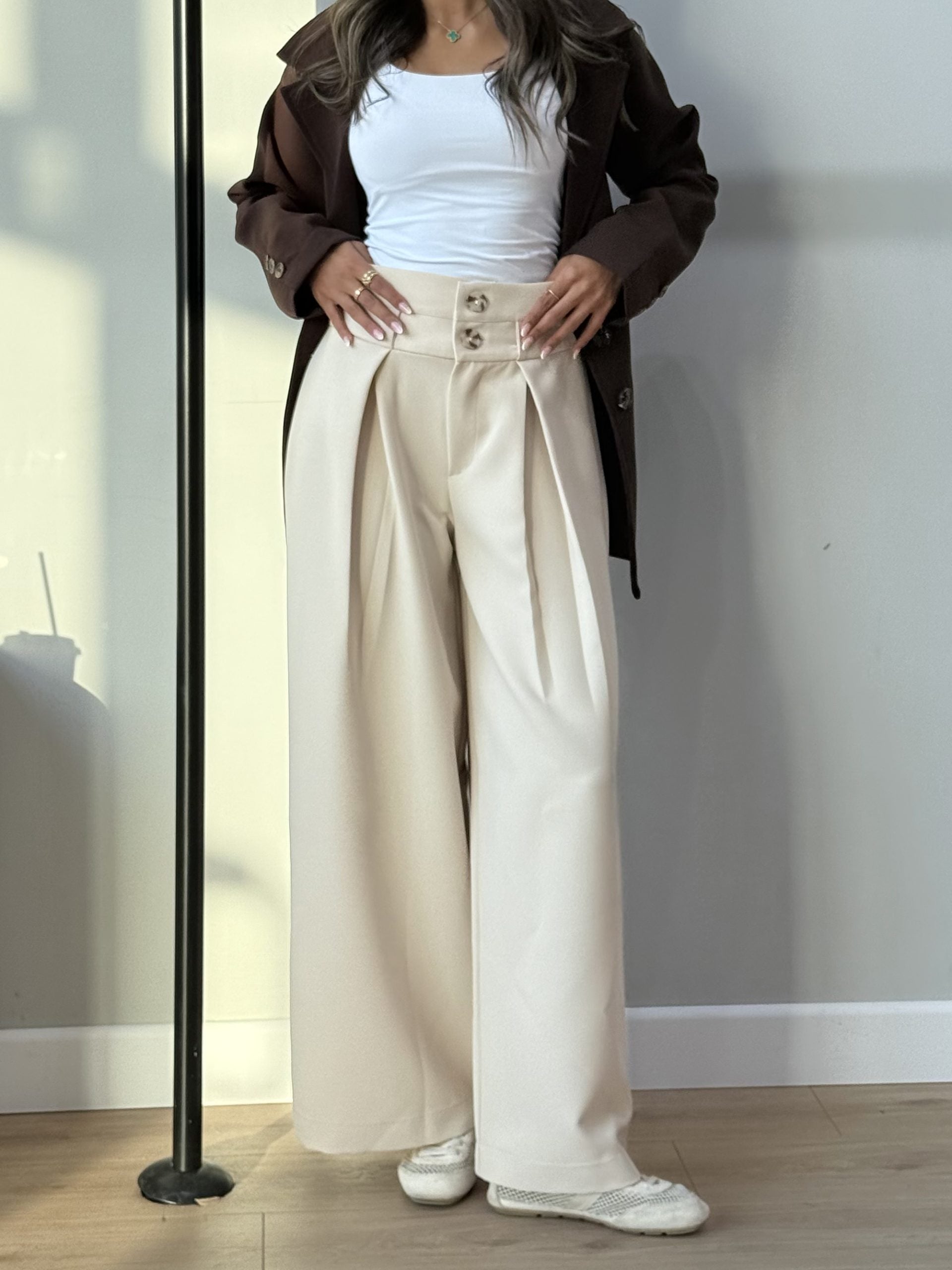 Biege Relaxed Fit Pants
