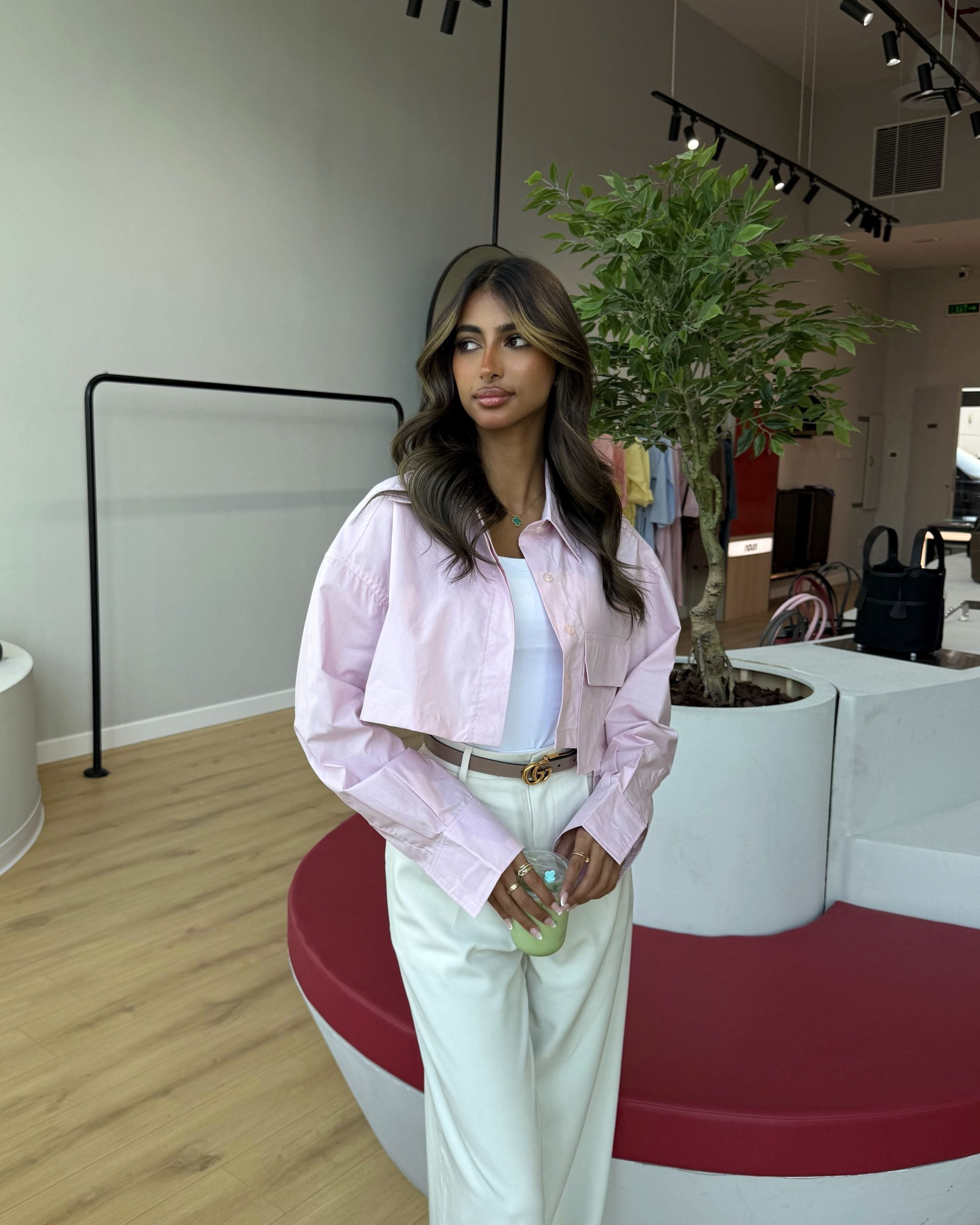 Pink Cropped Shirt