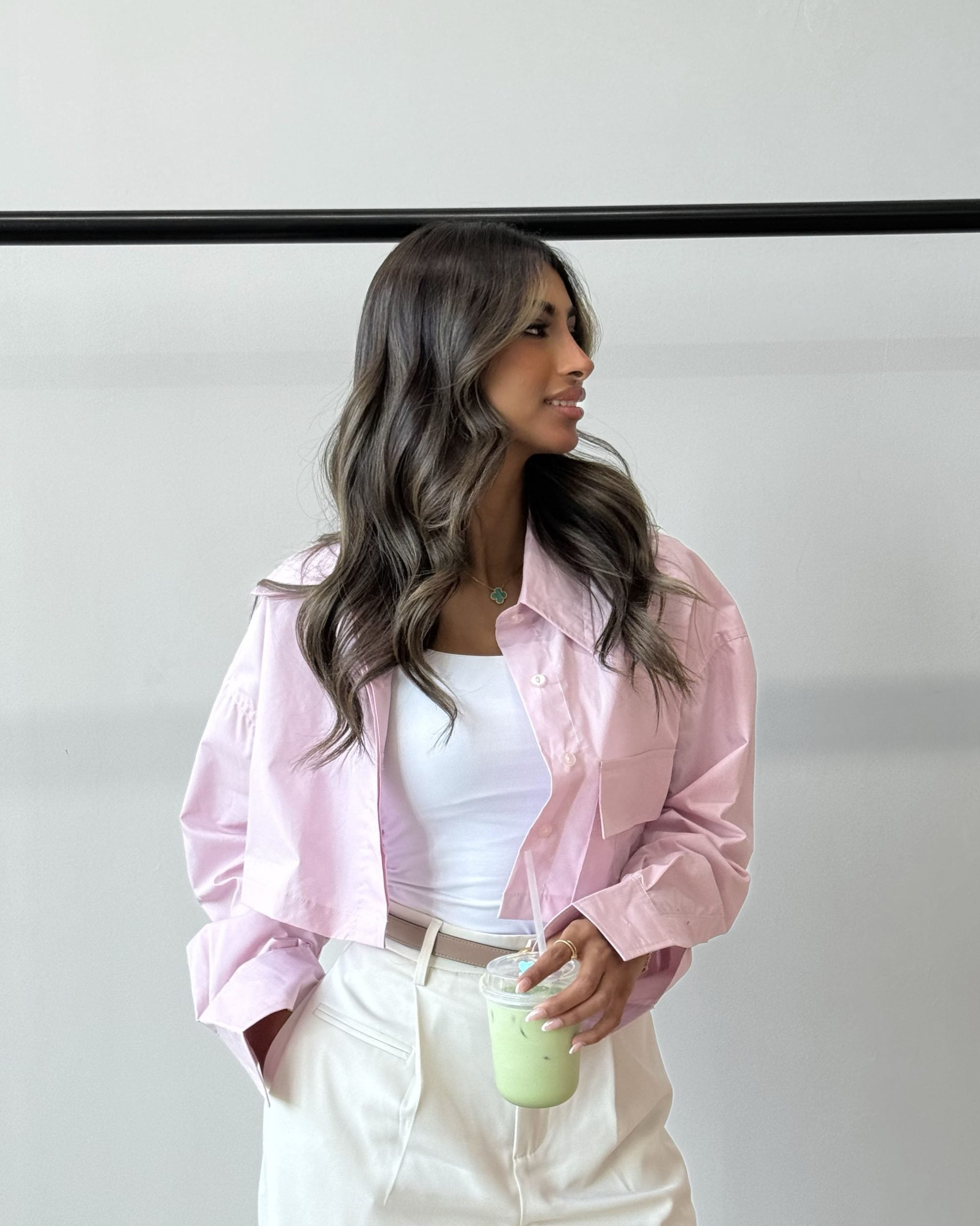 Pink Cropped Shirt