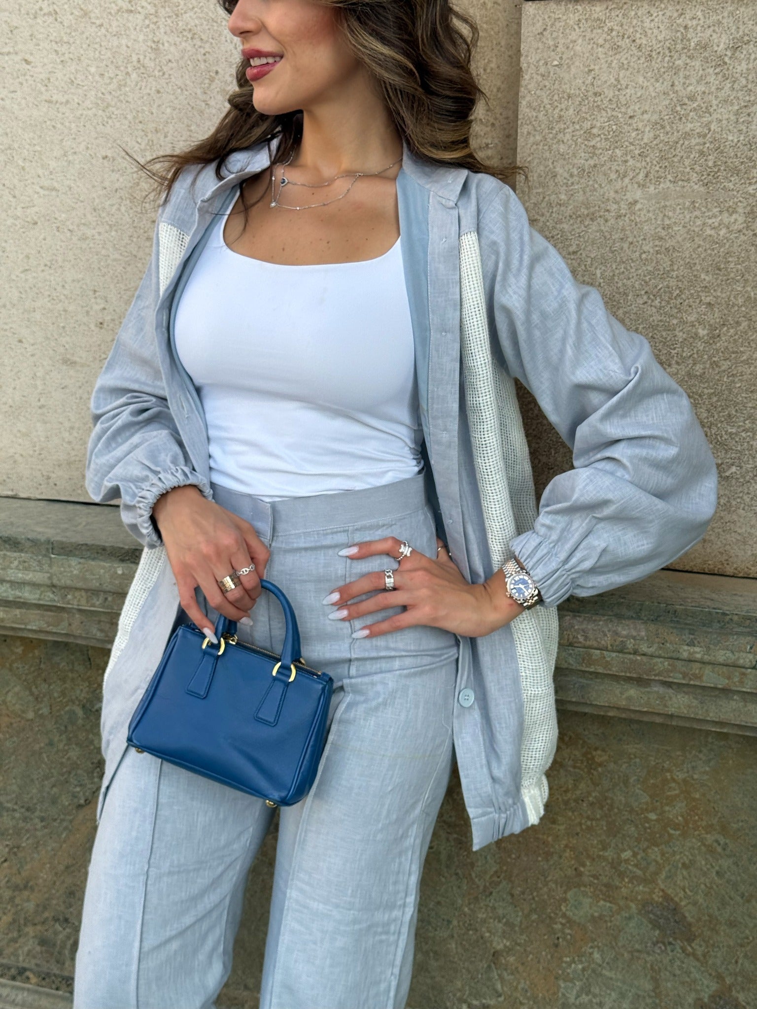 linen Mesh light Blue