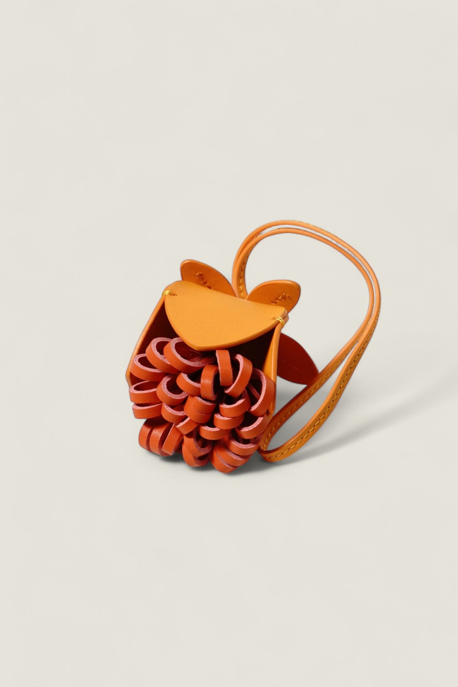 Orange Flower Leather Charm