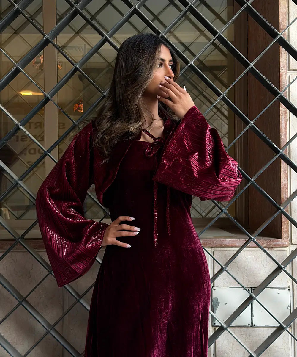 Royal Maroon Velvet Daraa